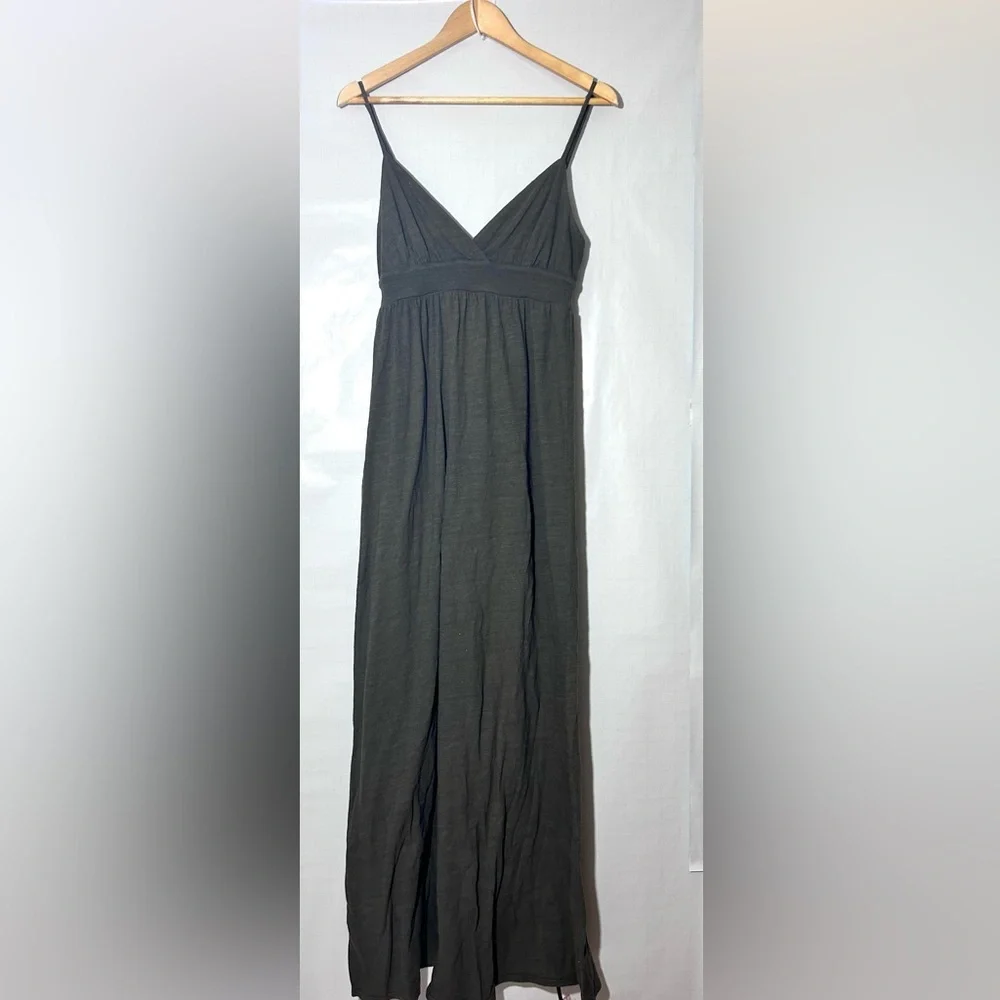 standard james perse maxi cotton casual summer olive green  dress empire waist - Picture 3 of 8